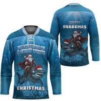 Merry Sharkmas Hockey Jersey I Am Dreaming Of A Great White Christmas - Wonder Print Shop