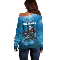 Merry Sharkmas Off Shoulder Sweater I Am Dreaming Of A Great White Christmas - Wonder Print Shop