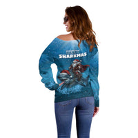 Merry Sharkmas Off Shoulder Sweater I Am Dreaming Of A Great White Christmas - Wonder Print Shop