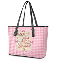 We Whisk You A Merry Christmas Leather Tote Bag Cute Style - Wonder Print Shop