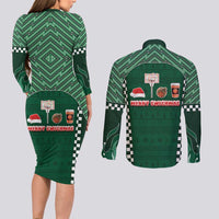 Basketball Christmas Couples Matching Long Sleeve Bodycon Dress and Long Sleeve Button Shirt Tis The Season - Wonder Print Shop