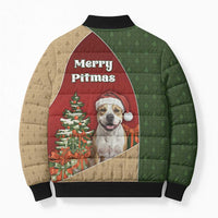 Merry Pitmas Bomber Puffer Jacket Santa Baby Slip A Pittie Under The Tree For Me - Wonder Print Shop