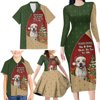 Merry Pitmas Family Matching Long Sleeve Bodycon Dress and Hawaiian Shirt Santa Baby Slip A Pittie Under The Tree For Me - Wonder Print Shop