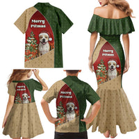 Merry Pitmas Family Matching Mermaid Dress and Hawaiian Shirt Santa Baby Slip A Pittie Under The Tree For Me - Wonder Print Shop