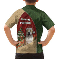Merry Pitmas Family Matching Off Shoulder Maxi Dress and Hawaiian Shirt Santa Baby Slip A Pittie Under The Tree For Me - Wonder Print Shop
