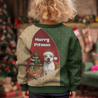 Merry Pitmas Kid Ugly Christmas Sweater Santa Baby Slip A Pittie Under The Tree For Me - Wonder Print Shop