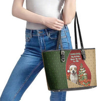 Merry Pitmas Leather Tote Bag Santa Baby Slip A Pittie Under The Tree For Me - Wonder Print Shop