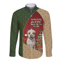 Merry Pitmas Long Sleeve Button Shirt Santa Baby Slip A Pittie Under The Tree For Me - Wonder Print Shop