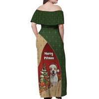 Merry Pitmas Off Shoulder Maxi Dress Santa Baby Slip A Pittie Under The Tree For Me - Wonder Print Shop