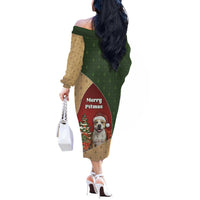 Merry Pitmas Off The Shoulder Long Sleeve Dress Santa Baby Slip A Pittie Under The Tree For Me - Wonder Print Shop