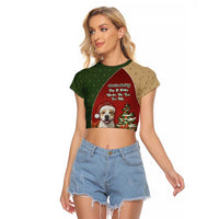 Merry Pitmas Raglan Cropped T Shirt Santa Baby Slip A Pittie Under The Tree For Me - Wonder Print Shop
