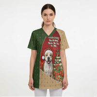Merry Pitmas Scrub Top Santa Baby Slip A Pittie Under The Tree For Me - Wonder Print Shop