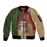 Merry Pitmas Sleeve Zip Bomber Jacket Santa Baby Slip A Pittie Under The Tree For Me - Wonder Print Shop