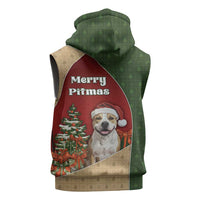 Merry Pitmas Sleeveless Hoodie Santa Baby Slip A Pittie Under The Tree For Me - Wonder Print Shop