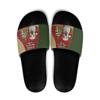 Merry Pitmas Slide Sandals Santa Baby Slip A Pittie Under The Tree For Me - Wonder Print Shop