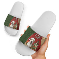 Merry Pitmas Slide Sandals Santa Baby Slip A Pittie Under The Tree For Me - Wonder Print Shop