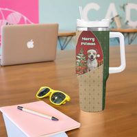 Merry Pitmas Tumbler With Handle Santa Baby Slip A Pittie Under The Tree For Me - Wonder Print Shop