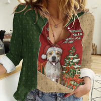 Merry Pitmas Women Casual Shirt Santa Baby Slip A Pittie Under The Tree For Me - Wonder Print Shop
