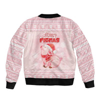 Merry Pigmas Sleeve Zip Bomber Jacket Is It Too Late To Be Nice - Wonder Print Shop