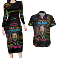Martin Luther King Jr Day Couples Matching Long Sleeve Bodycon Dress and Hawaiian Shirt What Are You Doing For Others - Wonder Print Shop