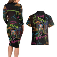 Martin Luther King Jr Day Couples Matching Long Sleeve Bodycon Dress and Hawaiian Shirt What Are You Doing For Others - Wonder Print Shop