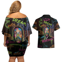 Martin Luther King Jr Day Couples Matching Off Shoulder Short Dress and Hawaiian Shirt What Are You Doing For Others - Wonder Print Shop