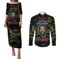 Martin Luther King Jr Day Couples Matching Puletasi and Long Sleeve Button Shirt What Are You Doing For Others - Wonder Print Shop