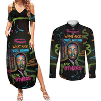Martin Luther King Jr Day Couples Matching Summer Maxi Dress and Long Sleeve Button Shirt What Are You Doing For Others - Wonder Print Shop