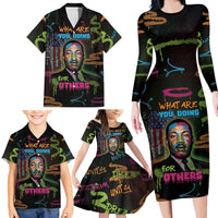 Martin Luther King Jr Day Family Matching Long Sleeve Bodycon Dress and Hawaiian Shirt What Are You Doing For Others - Wonder Print Shop