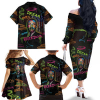 Martin Luther King Jr Day Family Matching Off The Shoulder Long Sleeve Dress and Hawaiian Shirt What Are You Doing For Others - Wonder Print Shop