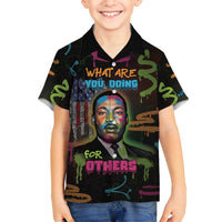Martin Luther King Jr Day Family Matching Off Shoulder Maxi Dress and Hawaiian Shirt What Are You Doing For Others - Wonder Print Shop