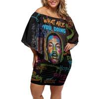 Martin Luther King Jr Day Family Matching Off Shoulder Short Dress and Hawaiian Shirt What Are You Doing For Others - Wonder Print Shop