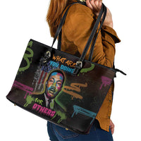 Martin Luther King Jr Day Leather Tote Bag What Are You Doing For Others - Wonder Print Shop