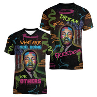 Martin Luther King Jr Day Women V-Neck T-Shirt What Are You Doing For Others - Wonder Print Shop