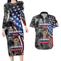 Martin Luther King Jr Day Couples Matching Long Sleeve Bodycon Dress and Hawaiian Shirt Dreamers Today Leaders Tomorrow - Wonder Print Shop