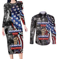 Martin Luther King Jr Day Couples Matching Long Sleeve Bodycon Dress and Long Sleeve Button Shirt Dreamers Today Leaders Tomorrow - Wonder Print Shop