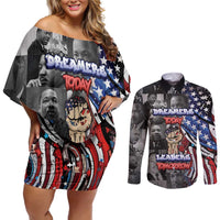 Martin Luther King Jr Day Couples Matching Off Shoulder Short Dress and Long Sleeve Button Shirt Dreamers Today Leaders Tomorrow - Wonder Print Shop