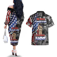 Martin Luther King Jr Day Couples Matching Off The Shoulder Long Sleeve Dress and Hawaiian Shirt Dreamers Today Leaders Tomorrow - Wonder Print Shop
