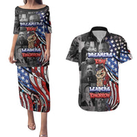 Martin Luther King Jr Day Couples Matching Puletasi and Hawaiian Shirt Dreamers Today Leaders Tomorrow - Wonder Print Shop