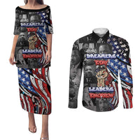 Martin Luther King Jr Day Couples Matching Puletasi and Long Sleeve Button Shirt Dreamers Today Leaders Tomorrow - Wonder Print Shop