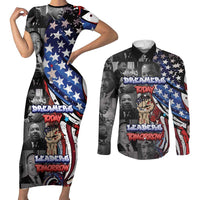 Martin Luther King Jr Day Couples Matching Short Sleeve Bodycon Dress and Long Sleeve Button Shirt Dreamers Today Leaders Tomorrow - Wonder Print Shop