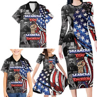Martin Luther King Jr Day Family Matching Long Sleeve Bodycon Dress and Hawaiian Shirt Dreamers Today Leaders Tomorrow - Wonder Print Shop