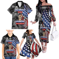 Martin Luther King Jr Day Family Matching Off The Shoulder Long Sleeve Dress and Hawaiian Shirt Dreamers Today Leaders Tomorrow - Wonder Print Shop