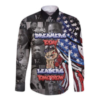 Martin Luther King Jr Day Long Sleeve Button Shirt Dreamers Today Leaders Tomorrow - Wonder Print Shop