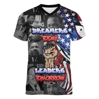 Martin Luther King Jr Day Women V-Neck T-Shirt Dreamers Today Leaders Tomorrow - Wonder Print Shop