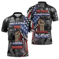 Martin Luther King Jr Day Zipper Polo Shirt Dreamers Today Leaders Tomorrow - Wonder Print Shop