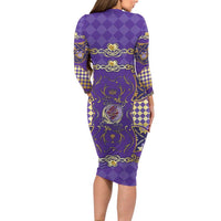 Zodiac Signs Long Sleeve Bodycon Dress The Air Element Baroque Diamonds Card