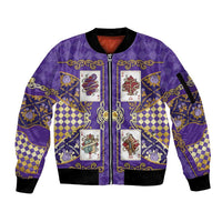 Zodiac Signs Sleeve Zip Bomber Jacket The Air Element Baroque Diamonds Card