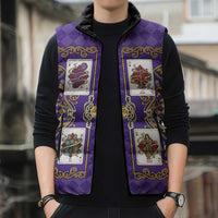 Zodiac Signs Sleeveless Puffer Jacket The Air Element Baroque Diamonds Card
