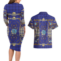 Zodiac Signs Couples Matching Long Sleeve Bodycon Dress and Hawaiian Shirt The Water Element Baroque Clubs Card